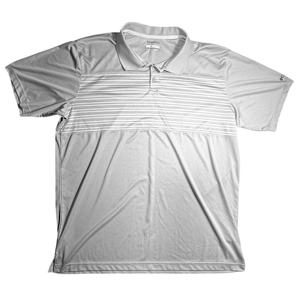 Columbia Omni-Wick Mens XXL Polo Shirt‎ Gray Striped Advanced Evaporation-2077